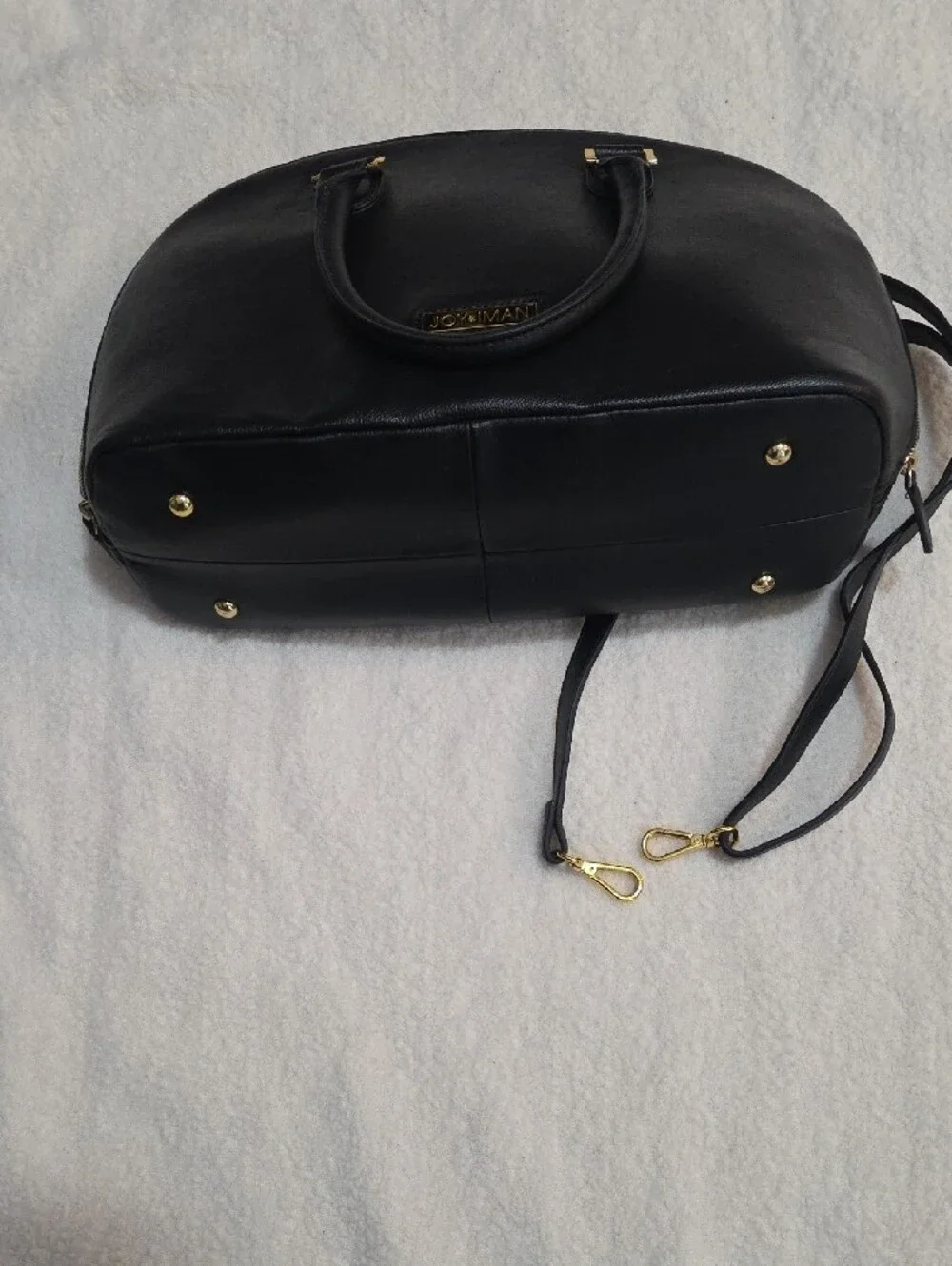 Joy And Iman Purse Black Dome Satchel with Gold Accents